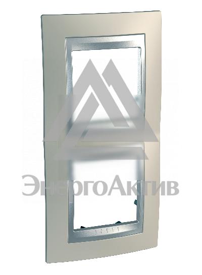 Рамка 2 поста вертикальная опал/алюминий купить по выгодной цене с доставкой