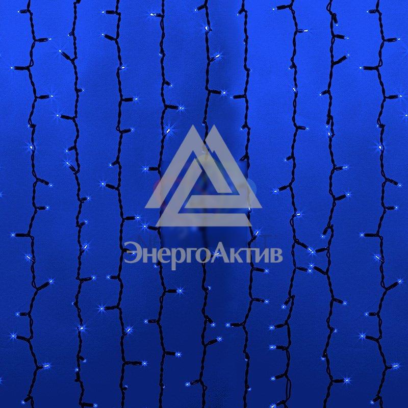 Гирлянда Светодиодный Дождь 2х6м эффект водопада черный провод 220В синий купить по выгодной цене с доставкой
