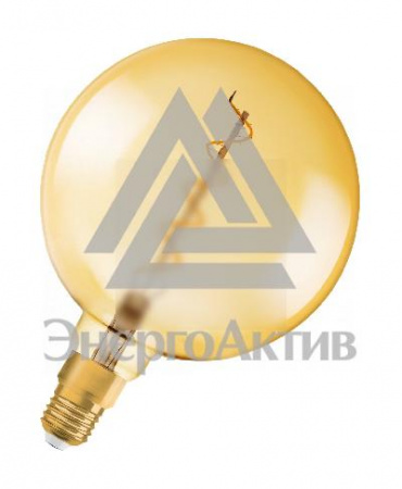 Лампа светодиодная LED 5W E27 Vintage 1906 CL GLOBE200,филамент,GOLD,теплый Osram купить по оптовой цене с доставкой