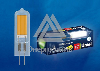 Лампа светодиодная прозрачная LED-JC-220/4W/4000K/G4/CL GLZ08TR Белый свет (4000К). Картон. ТМ Uniel. купить по выгодной цене с доставкой